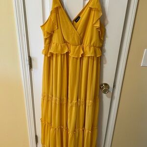 Torrid Size 1 Saffron Yellow Ruffle Lace Tiered Maxi Dress Boho